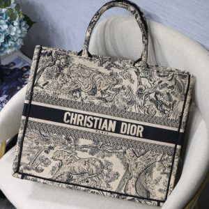 Dior Book Tote M1286 Black Toile de Jouy Embroidery - luxibagsmall