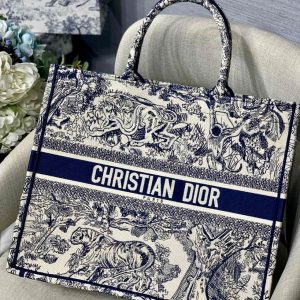 Dior Book Tote M1286 Blue Toile de Jouy Embroidery - luxibagsmall