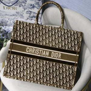 Dior Book Tote M1286 Tan Dior Oblique Embroidery - luxibagsmall