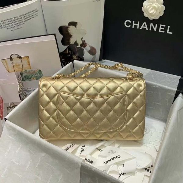 Chanel A01112 CF Quilted Classic Flap Bag in Grainy Lambskin Gold | chanel a01112 cf quilted classic flap bag in grainy lambskin gold 2