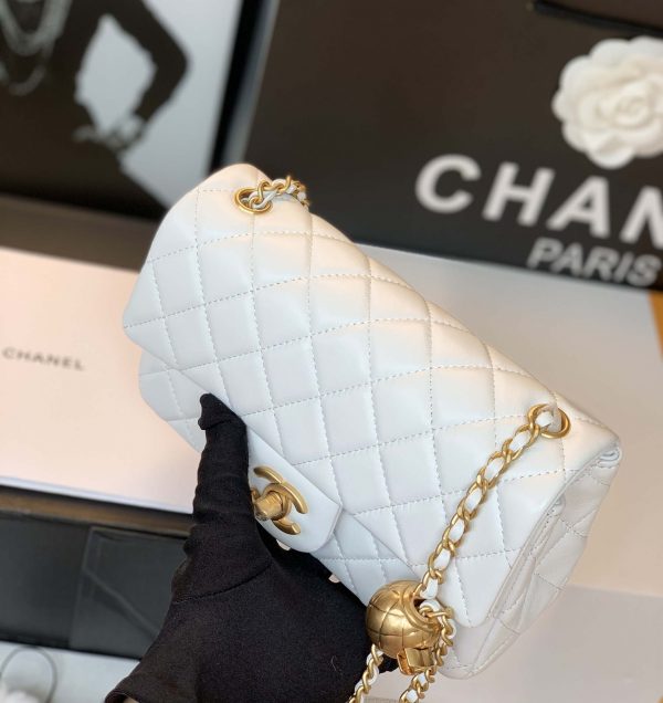 Chanel AS1787 Chanel Mini Flap Bag Lambskin Gold NA117 White | chanel as1787 chanel mini flap bag lambskin gold na117 white 1