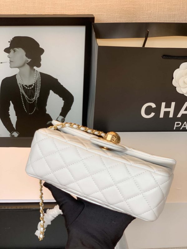 Chanel AS1787 Chanel Mini Flap Bag Lambskin Gold NA117 White | chanel as1787 chanel mini flap bag lambskin gold na117 white 4