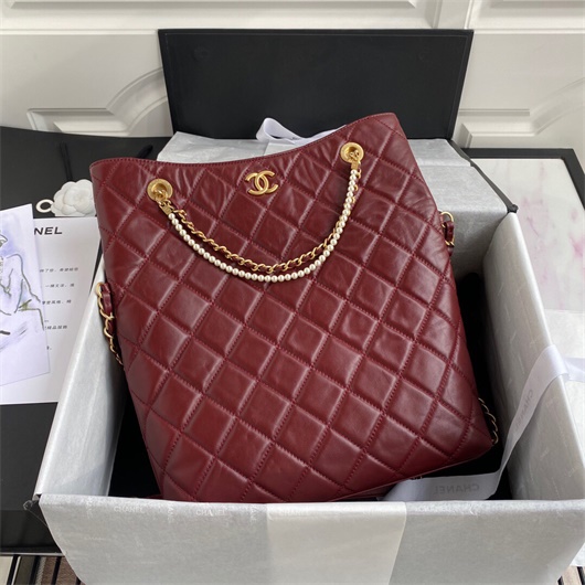 Chanel AS2213 Shopping Bag Calfskin Wine Red | chanel as2213 shopping bag calfskin wine red 2