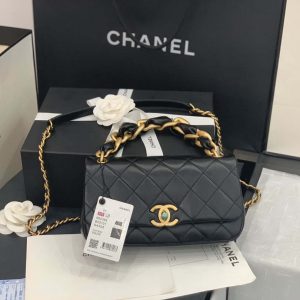Chanel AS2388 Chanel Flap Bag Shiny Lambskin Gold Black