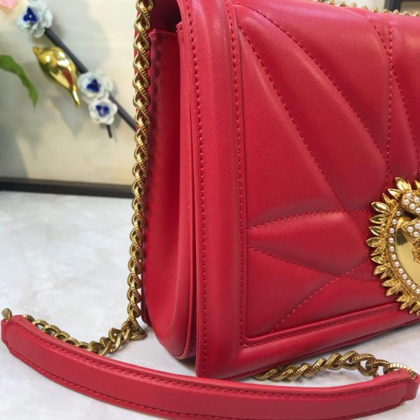 DG BB6652 Dolce Gabbana Medium Devotion crossbody bag in quilted nappa leather Red | dg dolce gabbana medium devotion crossbody bag in quilted nappa leather red 2
