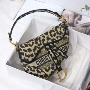 Dior M0446 Dior Saddle Bag Beige Multicolor Mizza Embroidery - luxibagsmall