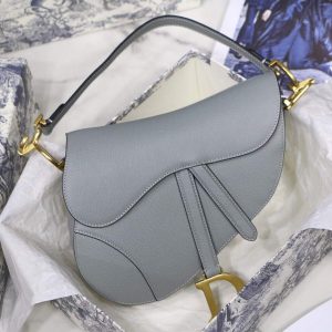 Dior M0446 Dior Saddle Bag M0447 Grey Grained Calfskin - luxibagsmall