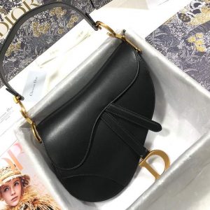 Dior M0446 Dior Saddle Bag M0447 Black Goatskin