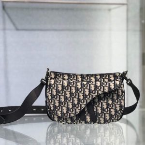 Dior M0446 Dior Saddle Bag Oblique Tote Shoulder Bag Grey Blue - Voguebags