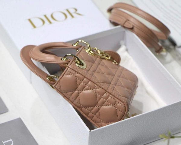 Dior S0856 MICRO LADY Dior Bag Tan Cannage Lambskin - luxibagsmall