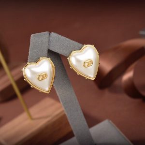 Dior Petit CD Earrings Gold-Finish Metal and White Resin Pearls 20199 - luxibagsmall