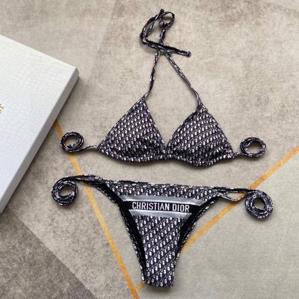 Dior Women's  BIKINI TOP Black Dior Oblique Technical Fabric 11BB01 - luxibagsmall
