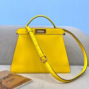 Fendi 70193 Peekaboo ISEEU MEDIUM Yellow Leather Bag - luxibagsmall