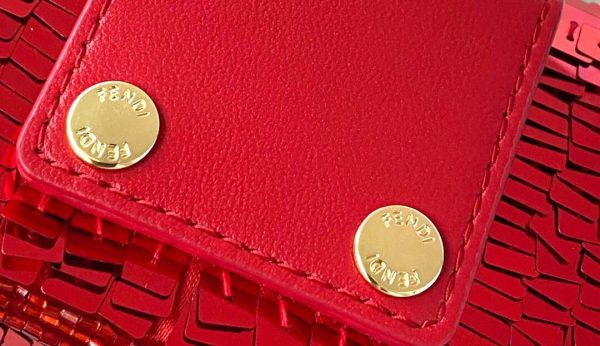 Fendi 8BS049 Nano Baguette 1997 Red Satin Bag with Sequins 0136 | fendi 8bs049 mini baguette 1997 red satin bag with sequins 0136 6 1