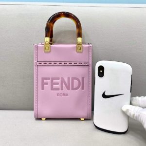 Fendi 8BS051 Mini Sunshine Shopper Leather Bag 8376A Pink - luxibagsmall