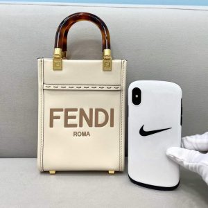 Fendi 8BS051 Mini Sunshine Shopper Leather Bag 8376A Beige - luxibagsmall