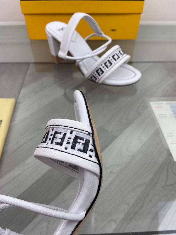 Fendi 8X8093 FF Interlace Leather Sandals White - luxibagsmall