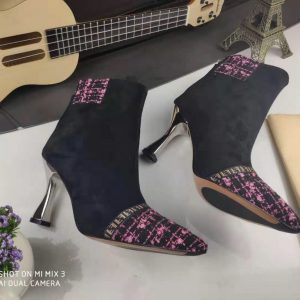 Fendi Boots Designger Fendi Short Shoes Women 81902 Black and Plum - luxibagsmall