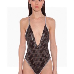 Fendi Women's Brown Lycra swimsuit FXBH06 - luxibagsmall