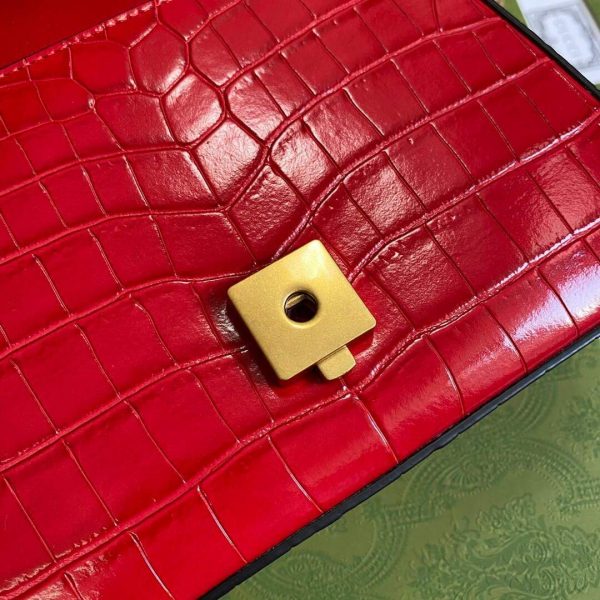 Gucci ‎547260 GG Marmont Mini Crocodile Pattern Top Handle Bag Red | gucci 547260 gg marmont mini crocodile pattern top handle bag 17