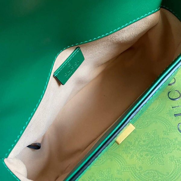 Gucci ‎547260 GG Marmont Mini Crocodile Pattern Top Handle Bag Green | gucci 547260 gg marmont mini crocodile pattern top handle bag 27