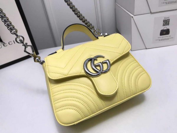 Gucci ‎547260 GG Marmont Mini Top Handle Bag Yellow - luxibagsmall