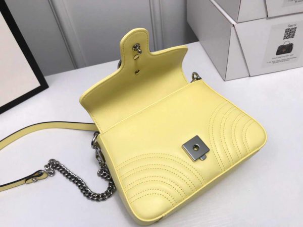 Gucci ‎547260 GG Marmont Mini Top Handle Bag Yellow - luxibagsmall