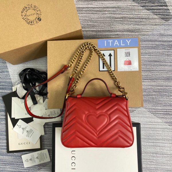 Gucci ‎547260 GG Marmont Mini Top Handle Bag Red - luxibagsmall