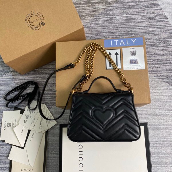 Gucci ‎547260 GG Marmont Mini Top Handle Bag Black - luxibagsmall