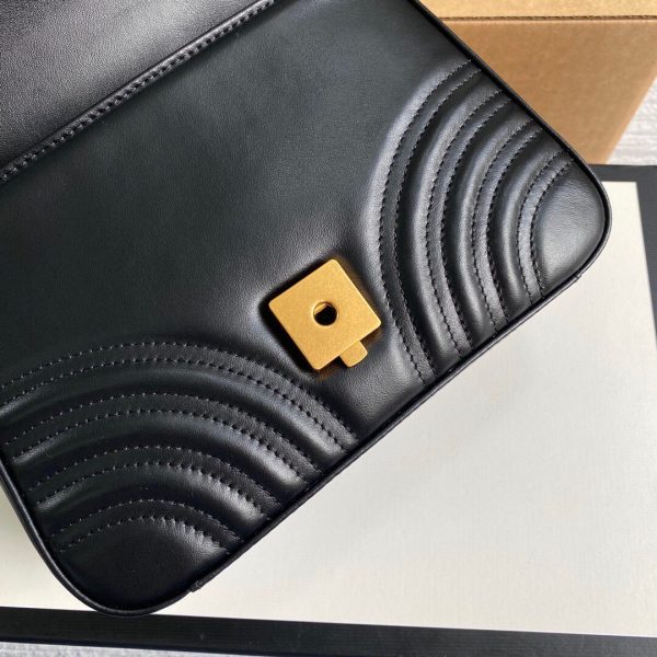 Gucci ‎547260 GG Marmont Mini Top Handle Bag Black - luxibagsmall