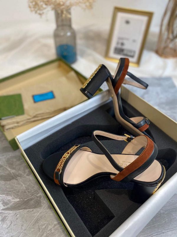 Gucci 655408 Women's Sandal With Chain Leather Black | gucci 655408 womens sandal with chain leather 3