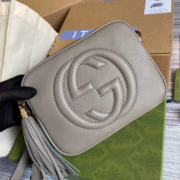Gucci 308364 Soho small leather crossbody-bags disco bag Grey | gucci soho small leather disco bag 308364 grey 4