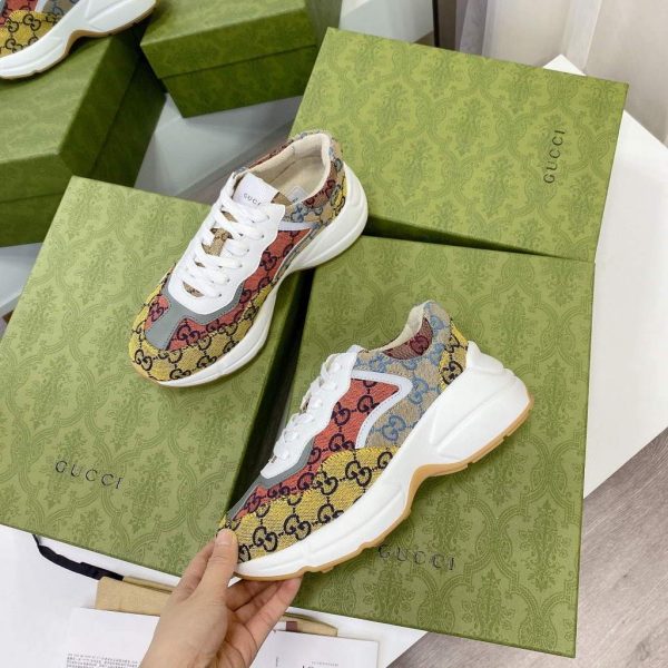 Gucci Women Men's Rhyton Sneaker GG Multicolor 663681 Trim in Demetra | gucci women mens rhyton sneaker gg multicolor 663681 4