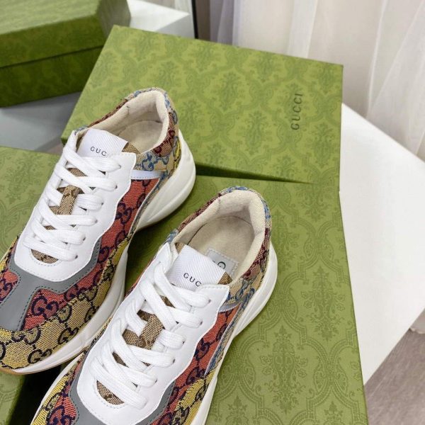 Gucci Women Men's Rhyton Sneaker GG Multicolor 663681 Trim in Demetra | gucci women mens rhyton sneaker gg multicolor 663681 6
