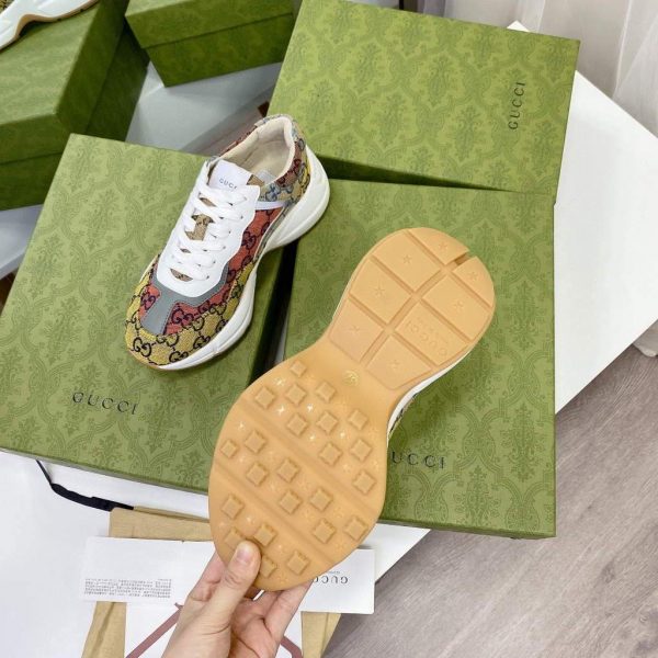 Gucci Women Men's Rhyton Sneaker GG Multicolor 663681 Trim in Demetra | gucci women mens rhyton sneaker gg multicolor 663681 9