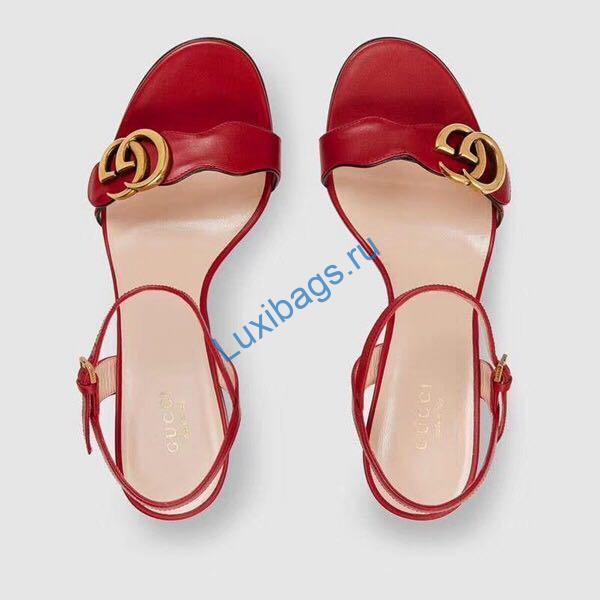 Gucci Women's 453379 Mid-heel Sandals Leather Red | gucci womens 453379 mid heel sandals leather red 2