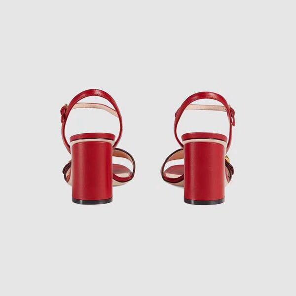 Gucci Women's 453379 Mid-heel Sandals Leather Red | gucci womens 453379 mid heel sandals leather red 3