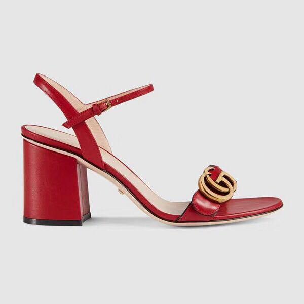 Gucci Women's 453379 Mid-heel Sandals Leather Red | gucci womens 453379 mid heel sandals leather red 4