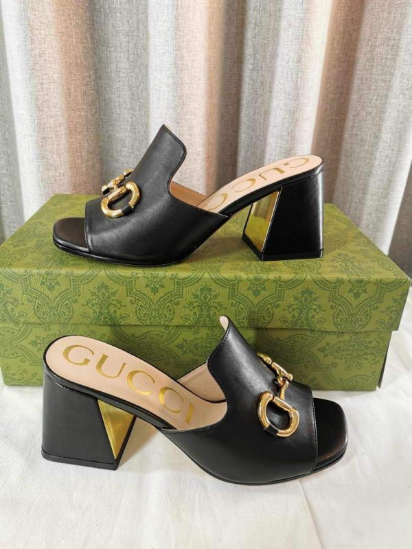 Gucci Women's 655412 Slide Sandal With Horsebit Black Leather | gucci womens 655412 slide sandal with horsebit black leather 8