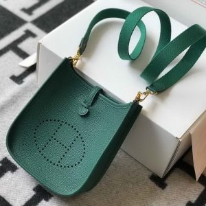 Hermes Evelyne Bag Designer Hermes Mini Crossbody Bag 20389 Gold Buckle Green