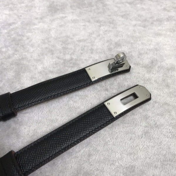 Hermes Women's Kelly Leather Belt 20MM 19019 Black - luxibagsmall