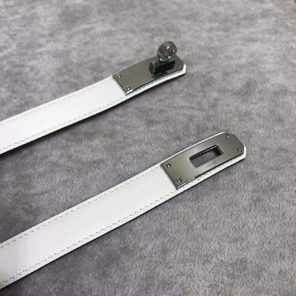 Hermes Women's  Kelly Leather Belt 20MM 19019 White - luxibagsmall