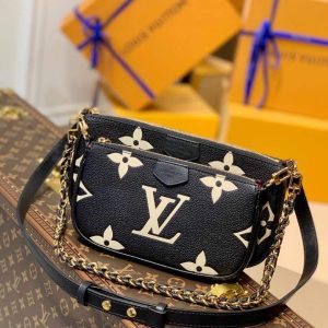 LV M45777 Louis Vuitton M80447 M80399 Multi Pochette Accessoires Bag Black and Cream