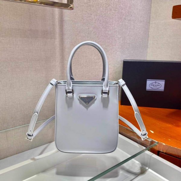 Prada 1BA331 Small Brushed Leather Tote Light Blue | prada 1ba331 small brushed leather tote 20