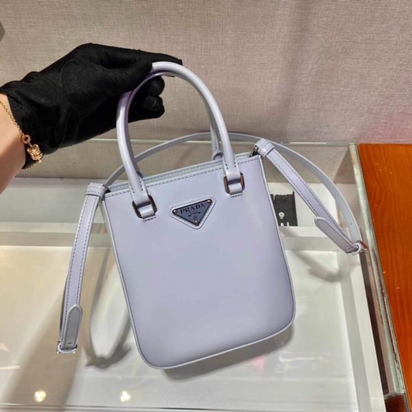 Prada 1BA331 Small Brushed Leather Tote Light Blue | prada 1ba331 small brushed leather tote 22