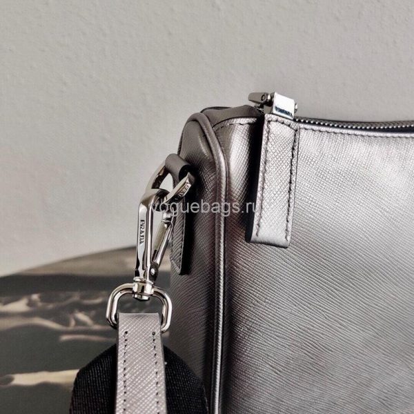Prada 2VH113 Saffiano Leather Shoulder Bag in Sliver Grey - luxibagsmall