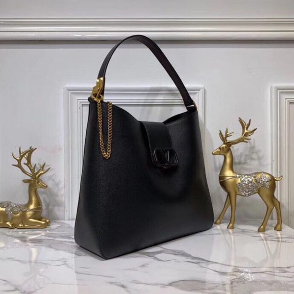 Valentino 50027 Vsling Grainy Calfskin Hobo Bag Black | valentino 50027 vsling grainy calfskin hobo bag 1