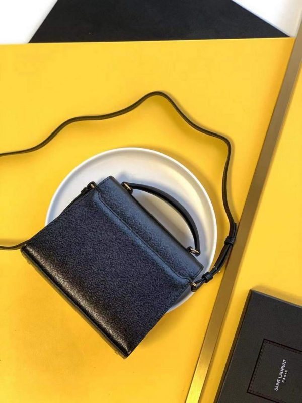 YSL 602716 Cassandra Mini Top Handle Bag In Grain De Poudre Embossed Leather Black | ysl 602716 cassandra mini top handle bag in grain de poudre embossed leather 2