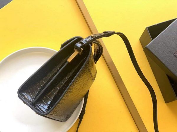 YSL 602716 Crocodile Embossed Shiny Leather Mini Bag Black | ysl 602716 crocodile embossed shiny leather black 3
