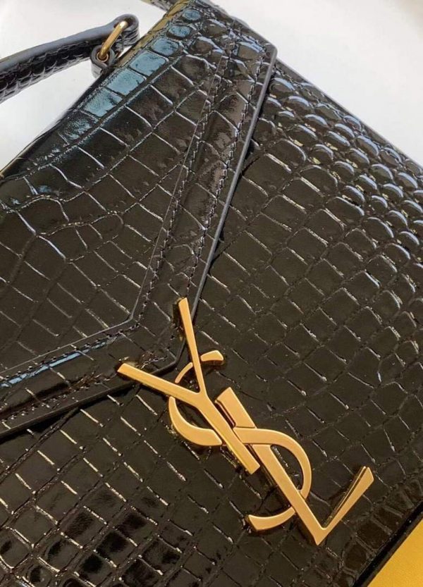 YSL 602716 Crocodile Embossed Shiny Leather Mini Bag Black | ysl 602716 crocodile embossed shiny leather black 5